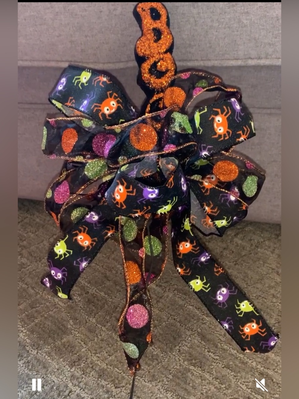 Halloween Deco Mesh (11 feet) and Spider Bow BOO Pick